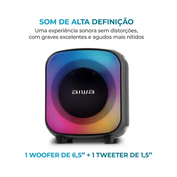 Caixa Amplificada AIWA Party Box PB07, 100W, Conexão USB-C, Bluetooth, RGB, IPX4, AWS-PB-07 | Preto - Image 9