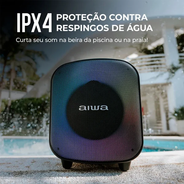 Caixa Amplificada AIWA Party Box PB07, 100W, Conexão USB-C, Bluetooth, RGB, IPX4, AWS-PB-07 | Preto - Image 7