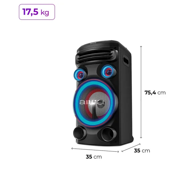 Caixa Amplificada AIWA Torre de Som T1W-02 , 1600W, Conexão USB, Bluetooth, RGB, AWS-T1W-02 | Preto - Image 2