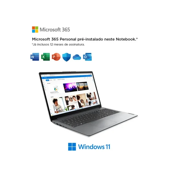 Notebook Lenovo 1i Celeron N4500, 4GB, 128GB SSD, Windows 11, Tela 15.6" FHD | Grey - Image 2
