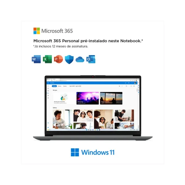 Notebook Lenovo 1i Celeron N4500, 4GB, 128GB SSD, Windows 11, Tela 15.6" FHD | Grey - Image 4