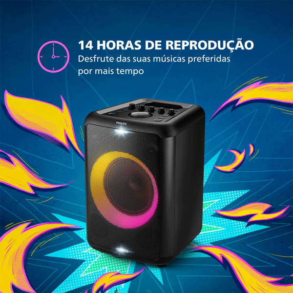 Caixa de Som Bluetooth Philips Party Speaker TAX3208,Potência 800W, com Luzes e Bateria RecarregÃ¡vel | Preto - Image 7