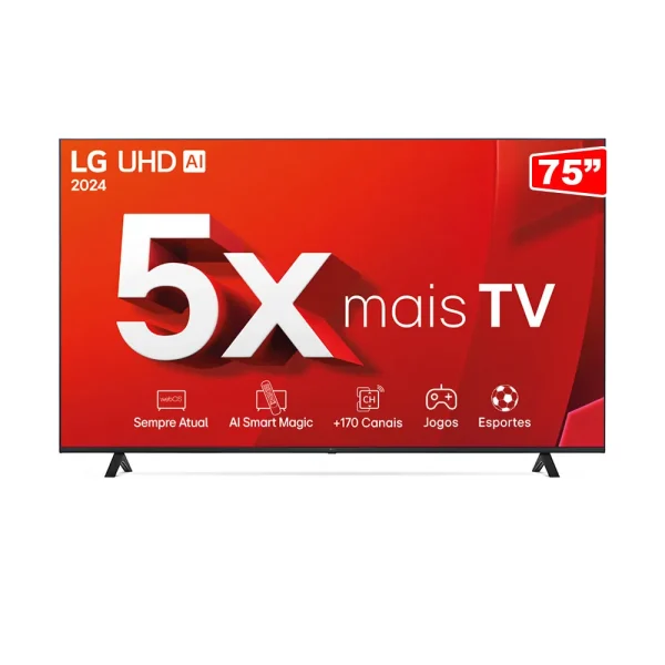 Smart TV 75" 4K LG UHD 75UT8050, Processador a5 Ger7 AI, Alexa/Chromecast| Ashed Blue