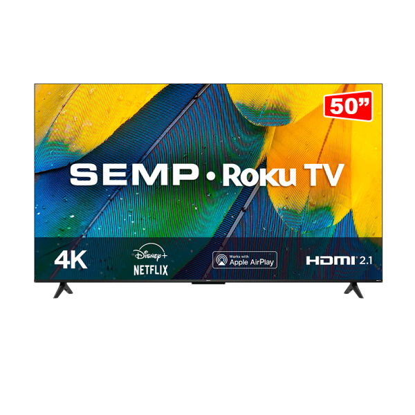 Smart TV LED 4K UHD 50" SEMP ROKU RK8600,HDR, Wifi Dual Band, com controle por Aplicativo, compatível com Google Assistant, Alexa